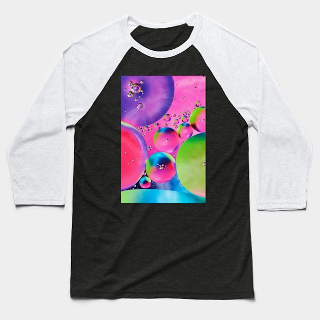 Colorful close up of oil drops in water Baseball T-Shirt by philippemx